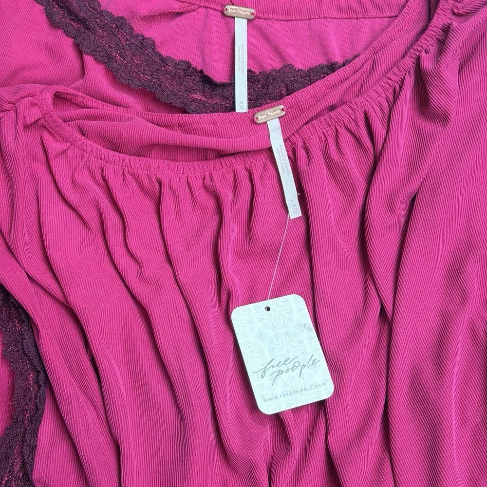 Free People 2 Piece Set Pink Crop Top & Skirt Outfit Boho Size‎ M NWT